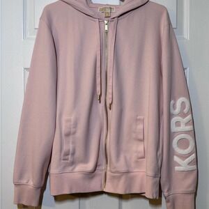 Michael Kors Light Pink Hoodie with Gold Zipper Women's Med